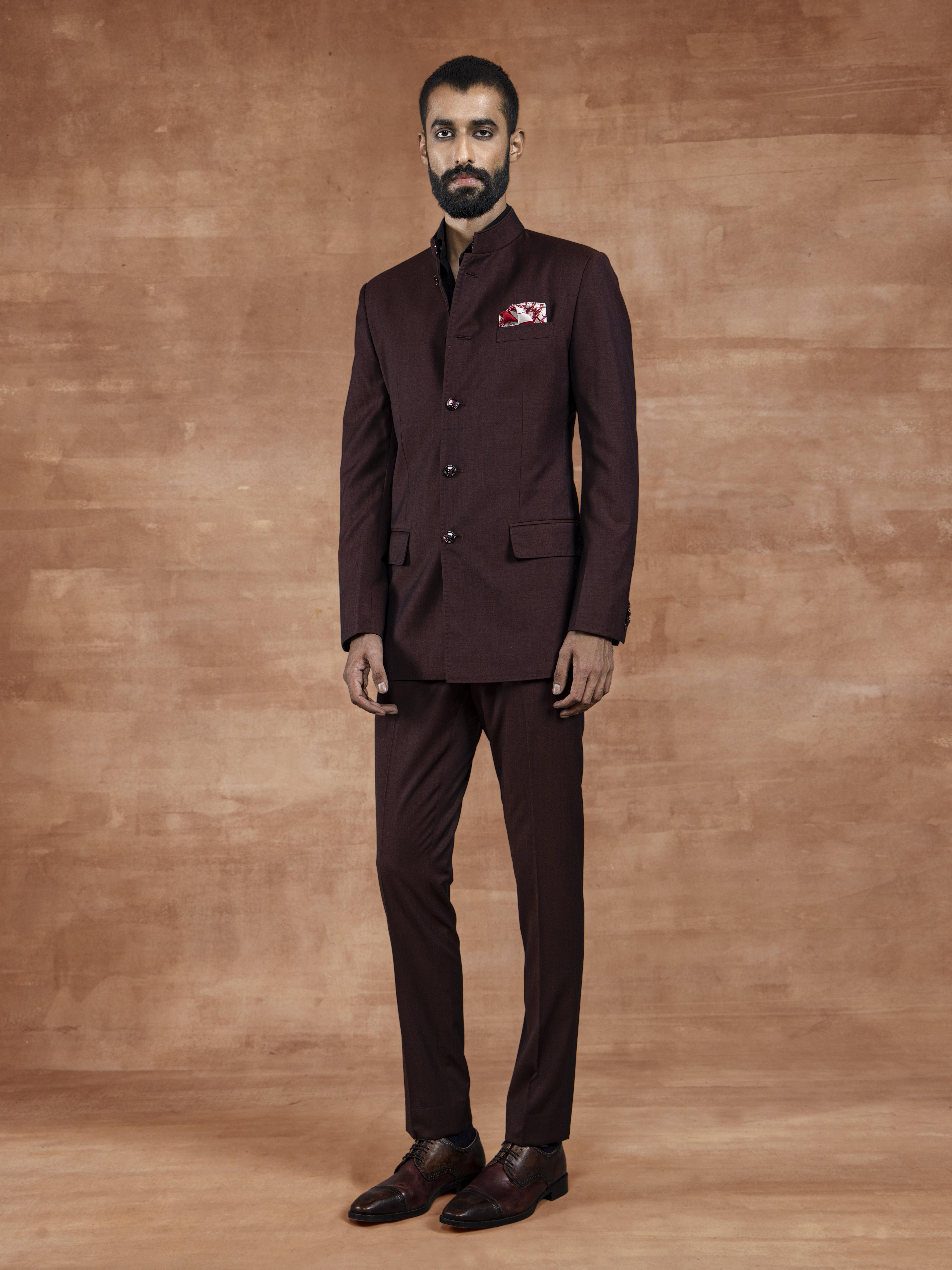 Buy Black Shining Fabric Jodhpuri Suit Online | Order now